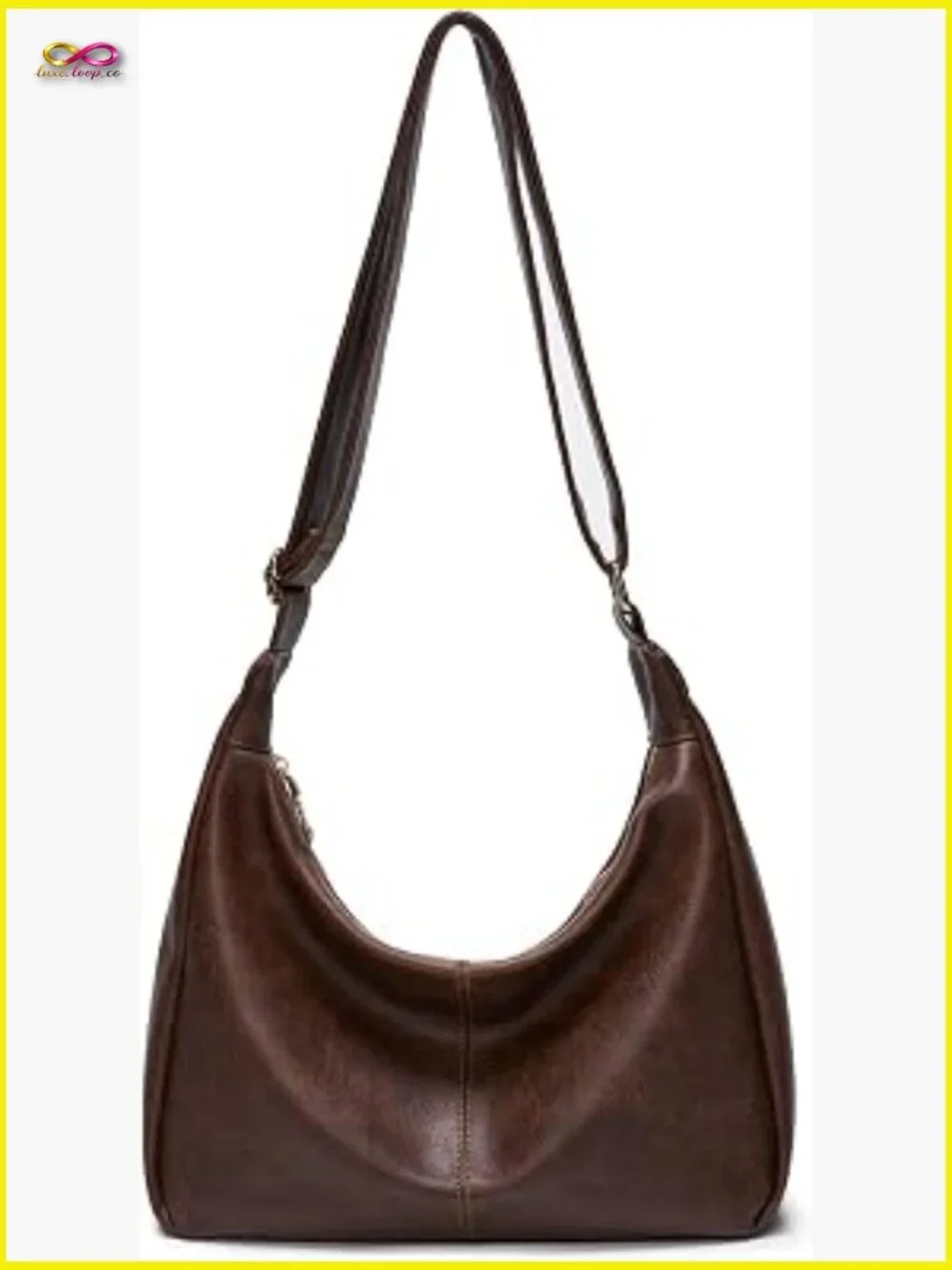 Slouchy Hobo Bag Soft Vegan Leather Adjustable Strap Crossbody Tote Multi
